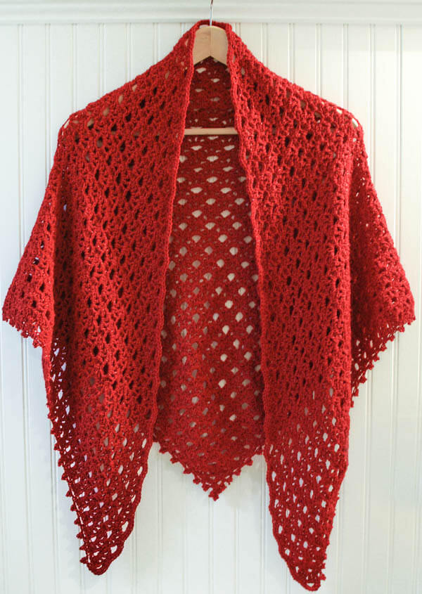 Lacy Shawl Crochet Pattern With Beaded Edging