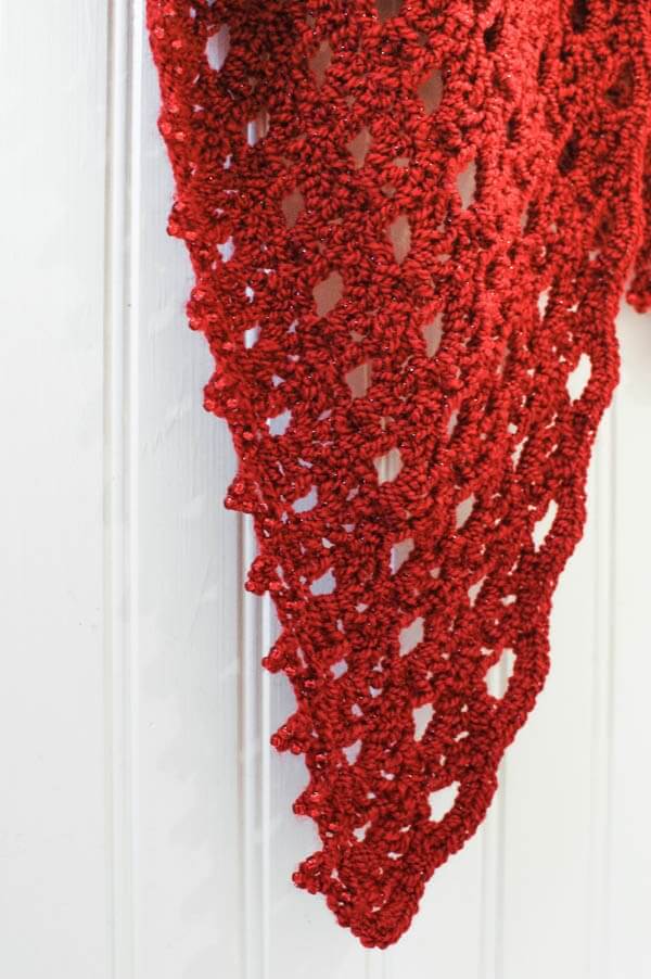 Lacy Shawl Crochet Pattern with beaded edging