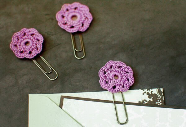 flower crochet  paper clips