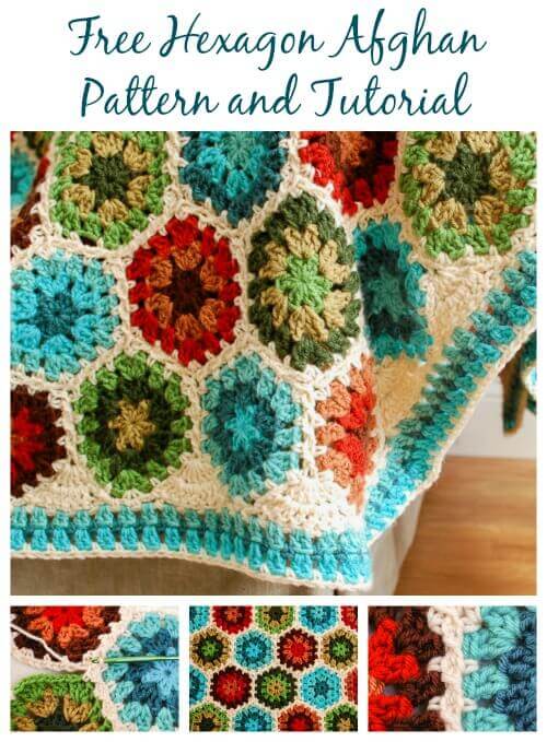 FREE Crochet Throw Blanket Patterns featured by top US crochet blog, Flamingo Toes: Crochet Hexagon Afghan Pattern and Tutorial