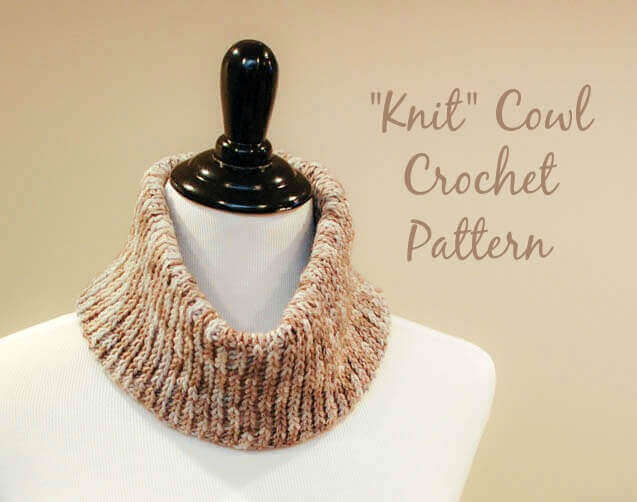 Easily achieve a knit look with basic crochet stitches ... Free "Knit" Crochet Cowl Pattern.