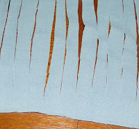 Cutting 1-inch strips into a folded bedsheet without cutting through the opposite edge