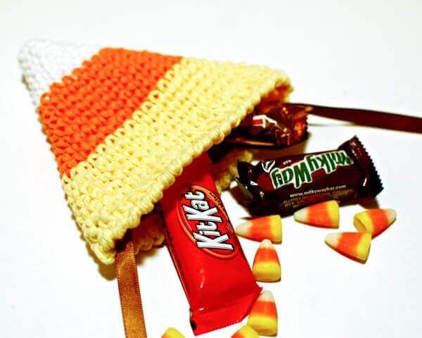Candy Corn Treat Bag Halloween Crochet Pattern