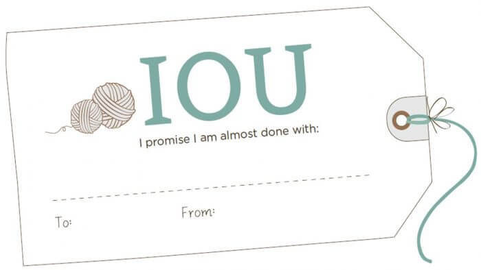 IOU gift tags printable