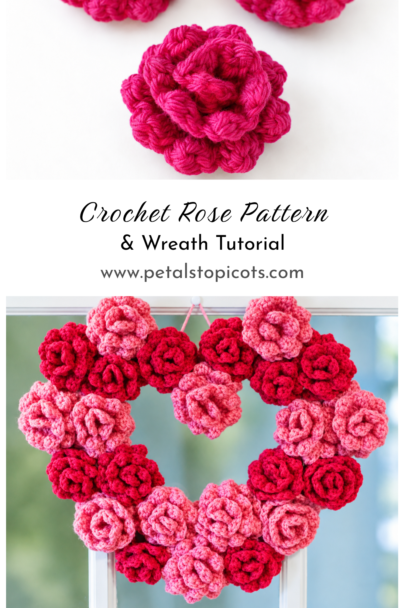 Crochet Rose Pattern + Rose Wreath