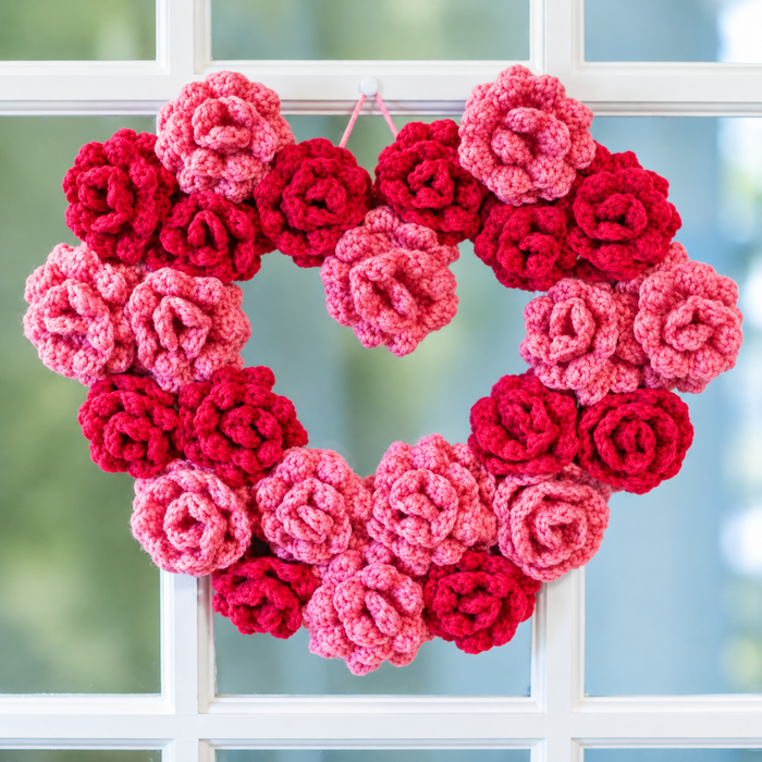 Crochet Rose Heart Wreath