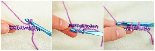 How to crochet around pipecleaners