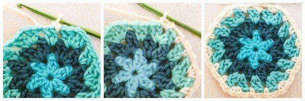 Joining crochet hexagons