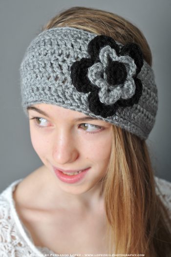 Crochet Ear Warmer with Layered Flowers - Image 4
