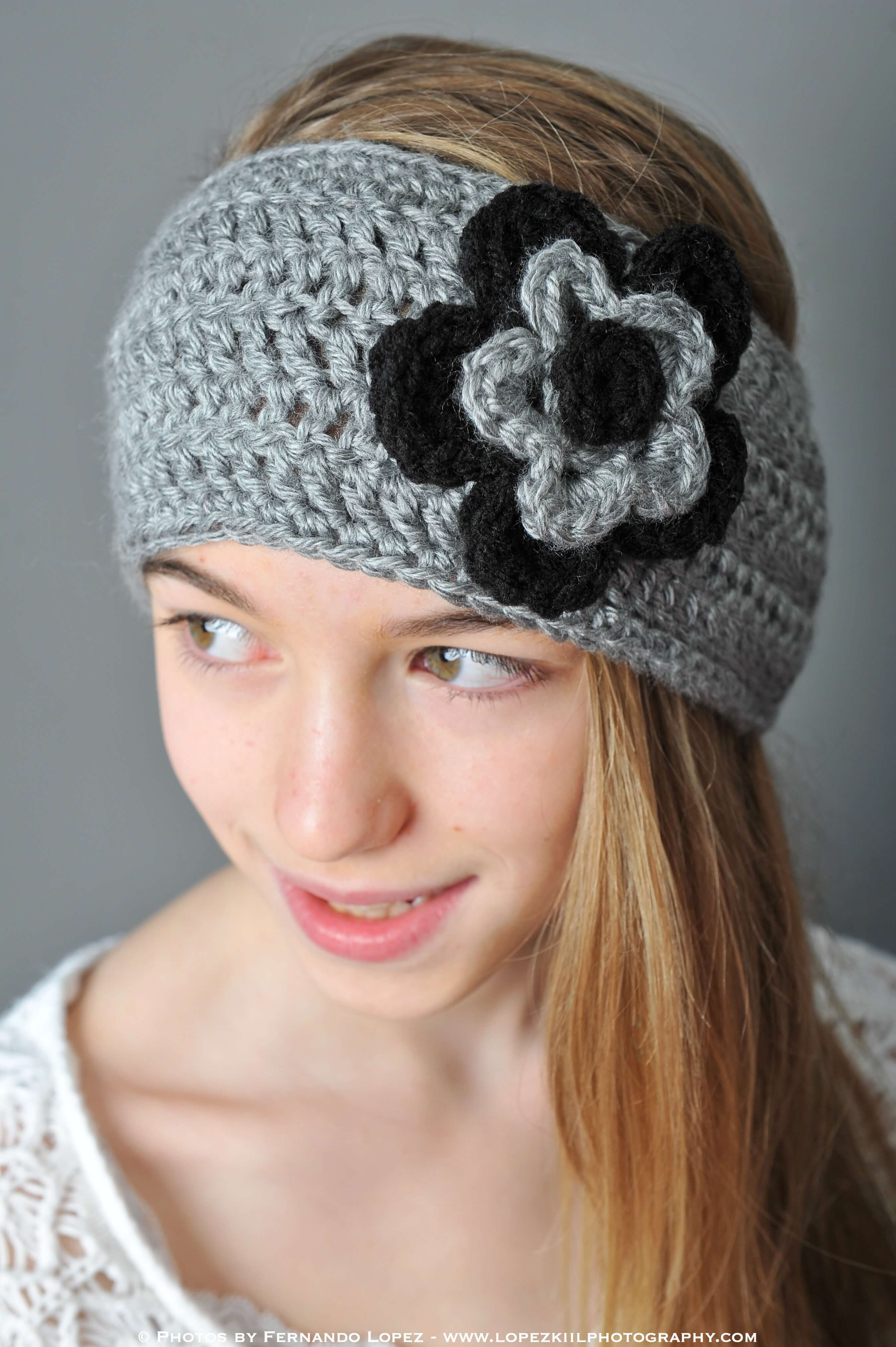 Crochet Ear Warmer with Layered Flowers | Petals to Picots