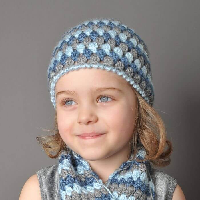 Mod hat and scarf crochet set petals to picots