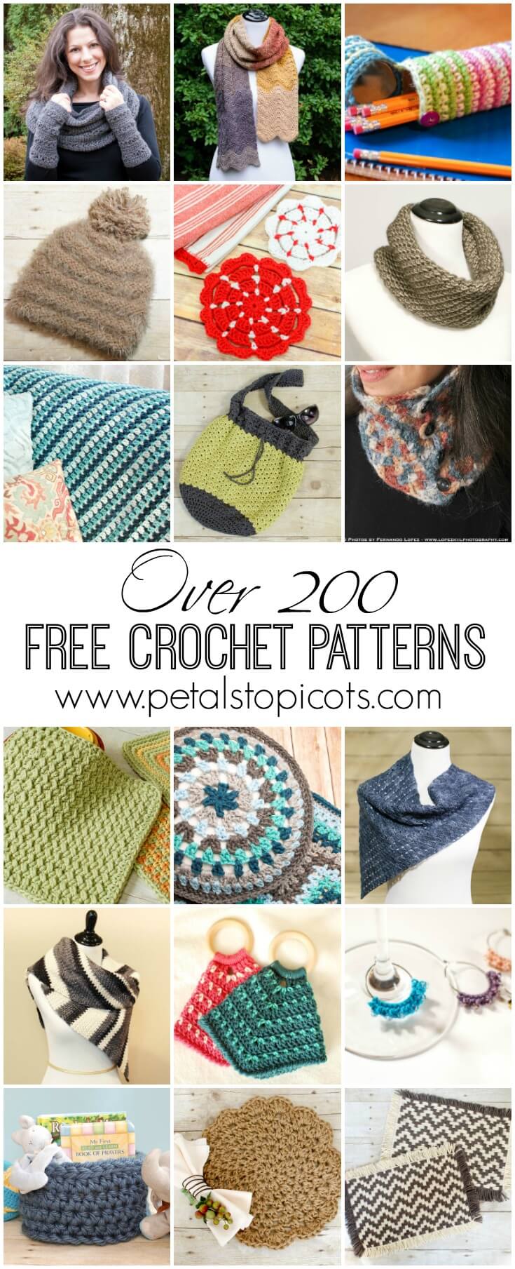 Find hundreds of free crochet patterns on Petals to Picots ... crochet for the home, wearable crochet and accessories, crochet for baby, and so much more! #petalstopicots