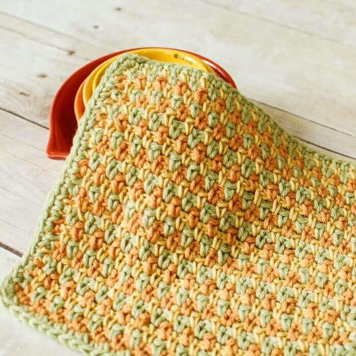 Three Color Simple Stitch Dishcloth