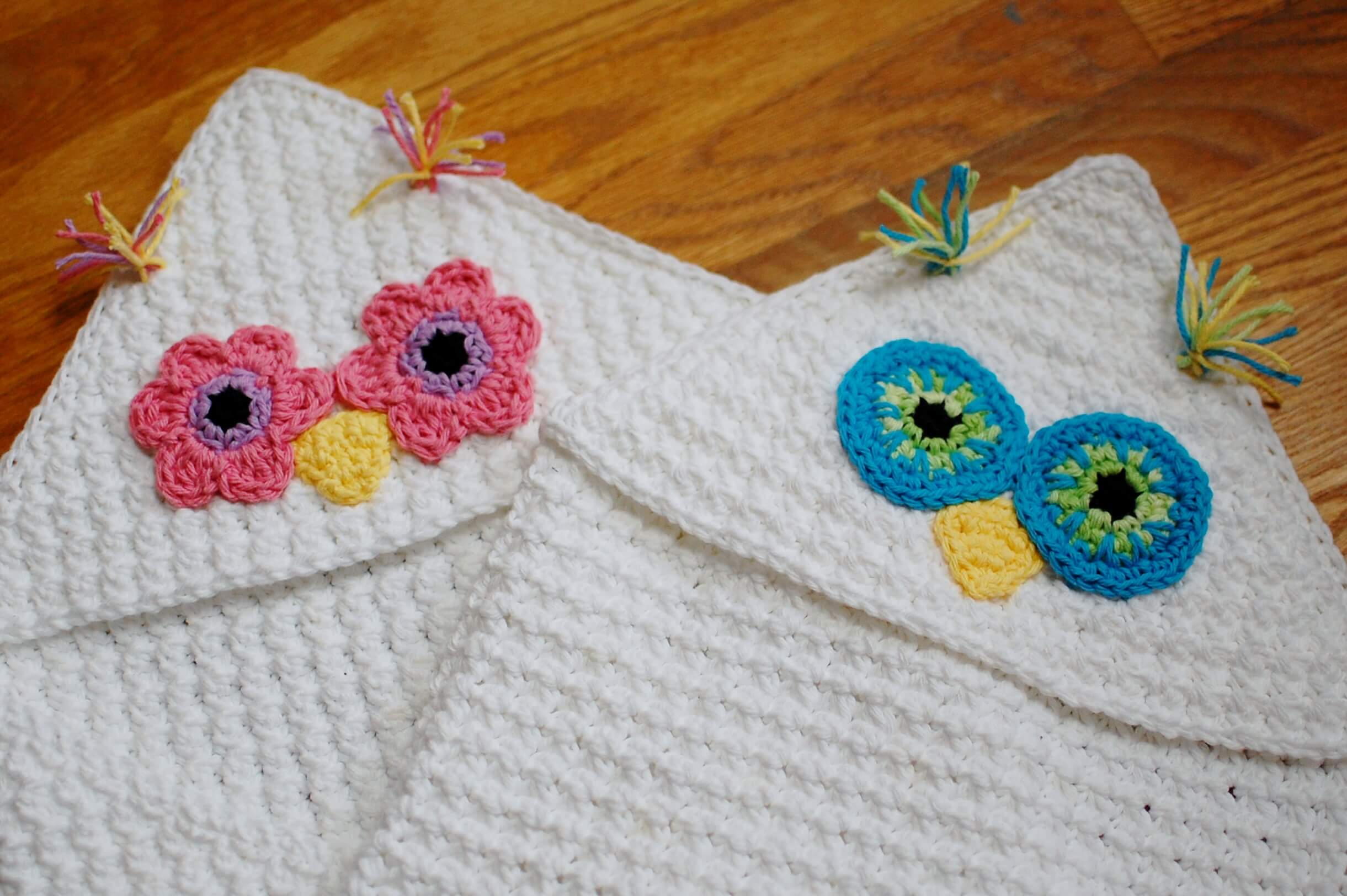 Owl Hooded Blanket Crochet Pattern Or Hooded Towel Petals