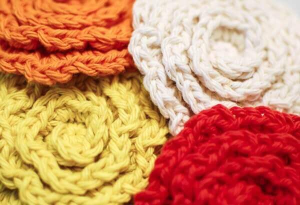 crochet flower face scrubbies pattern