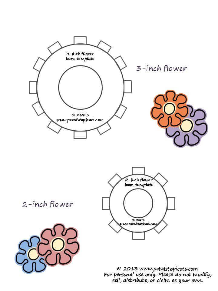 Free printable flower loom template in two sizes
