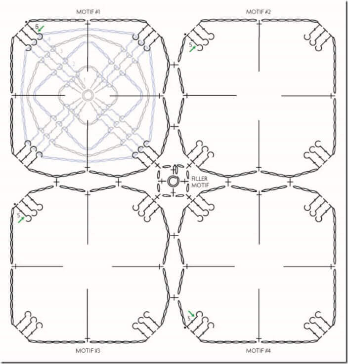 Crochet stitch diagram - Free Motif Pattern from Connect the Shapes