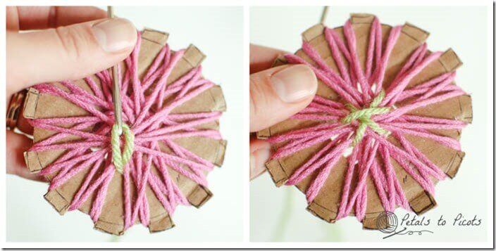 Step 4 - Stitch around the center of the flower to secure.