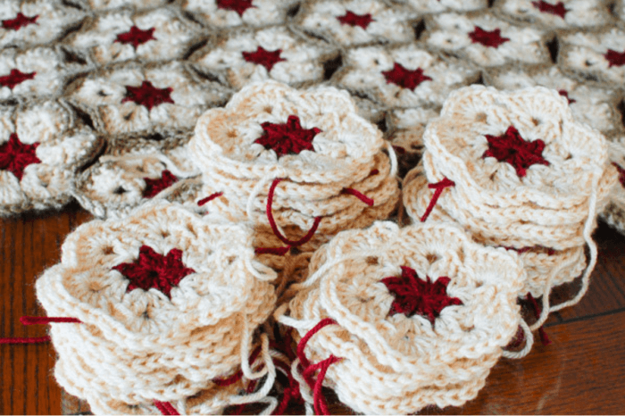 African Flower crochet motif in three colors