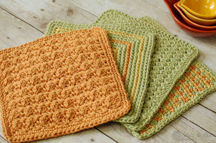 Colorful Kitchen Towels for Summer with Free Crochet Patterns