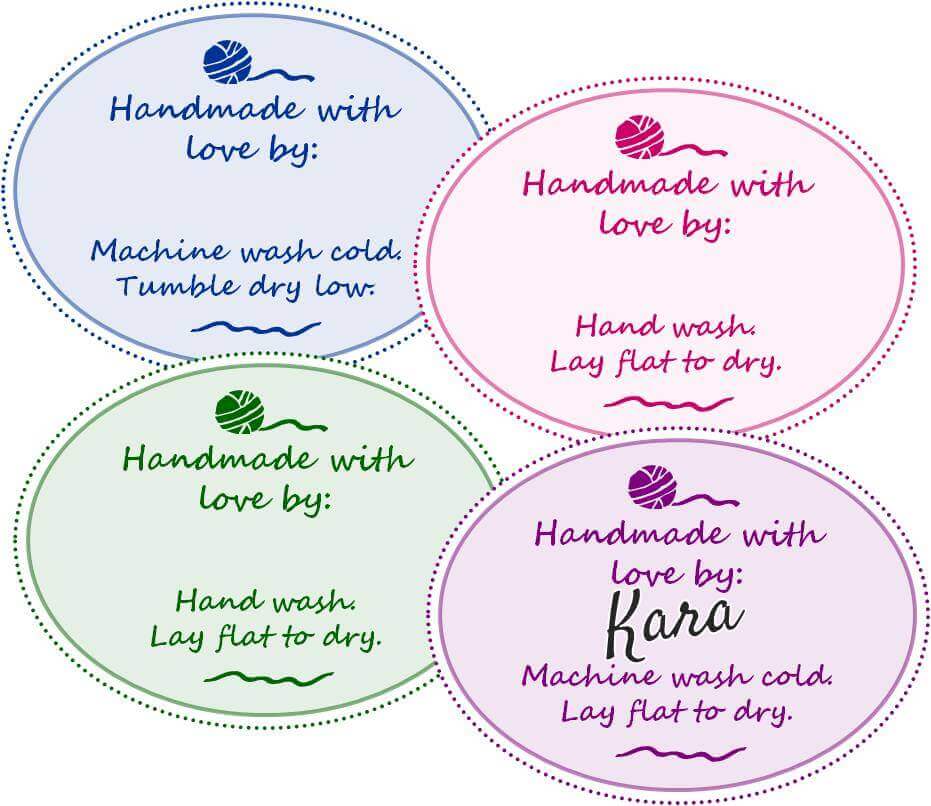 Hand Crochet Care Tags DOWNLOAD Crochet Care Instructions 