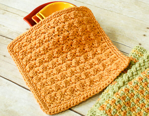 Textured Crochet Dishcloth Pattern - Petals to Picots