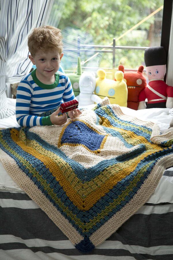 Lion Brand Little Boy Blue Blanket Crochet Pattern