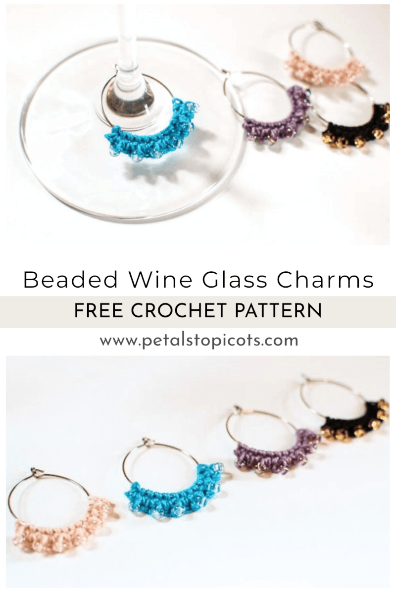 Beaded Crochet Wine Glass Charms