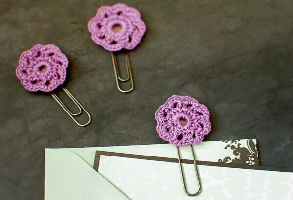 flower crochet paper clips