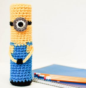 Crochet minion pencil case