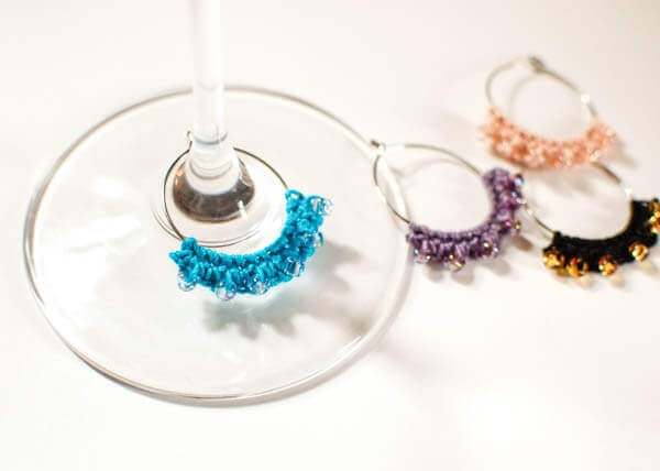 Beaded Crochet Wine Glass Charms | Free crochet patterns | www.petalstopicots.com