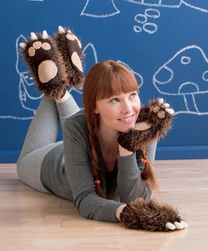 Beastly Crochet - Sasquatch Slippers and Mittens beauty shot
