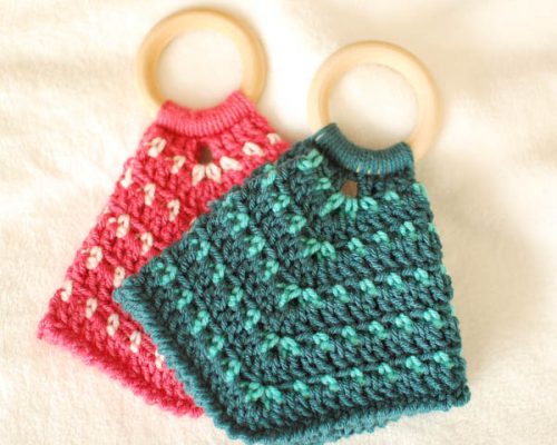 Two-Color Teether Lovey Crochet Pattern baby teether crochet pattern-13