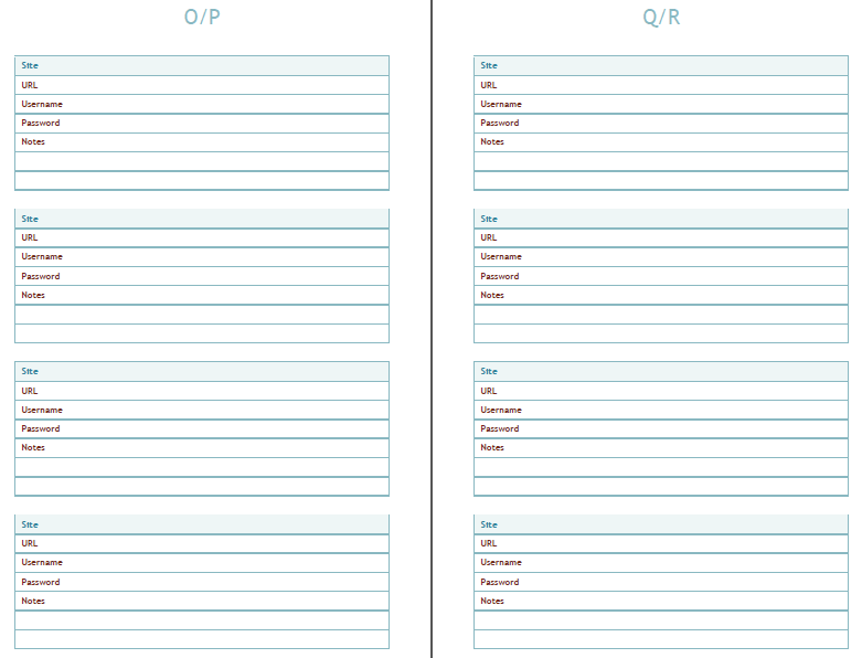 Password Organizer Printable … Free for You - Petals to Picots
