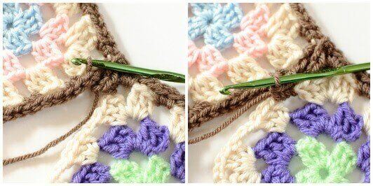 Joining Granny Squares With the Join As You Go (JAYGO) Method Step 2