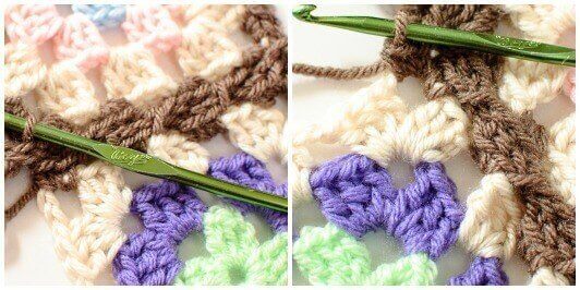 Joining Granny Squares With the Join As You Go (JAYGO) Method Step 5