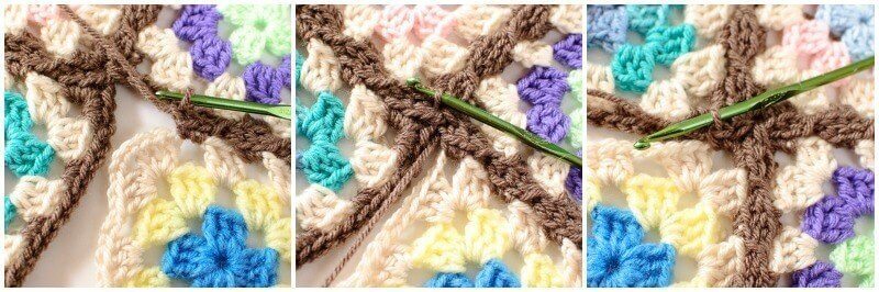 Joining Granny Squares With the Join As You Go (JAYGO) Method Step 6