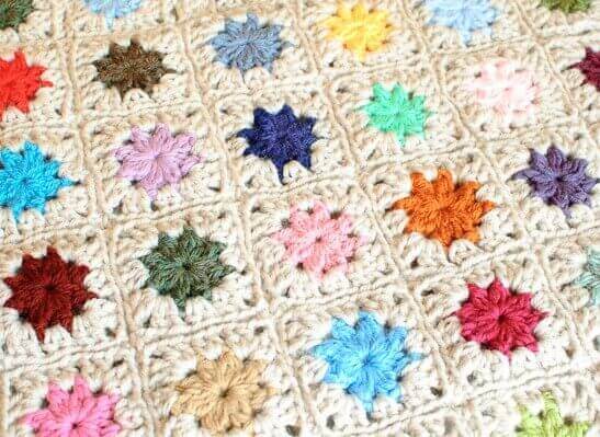 Joining Crochet Squares ... Cluster Burst Afghan