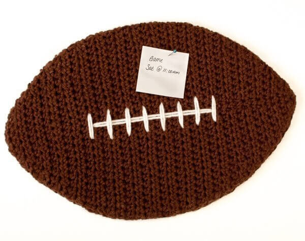 Crochet Football Cork Board Pattern | www.petalstopicots.com | #crochet #football