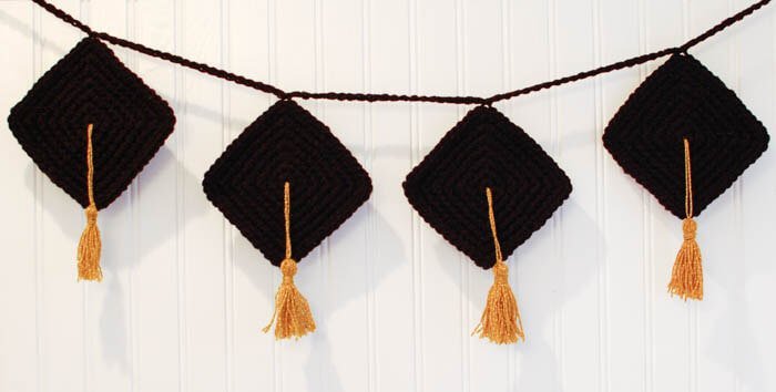 Crafty Graduation Decor ... Crochet Bunting Pattern | www.petalstopicots.com | #crochet #crafts #graduation #bunting #pattern