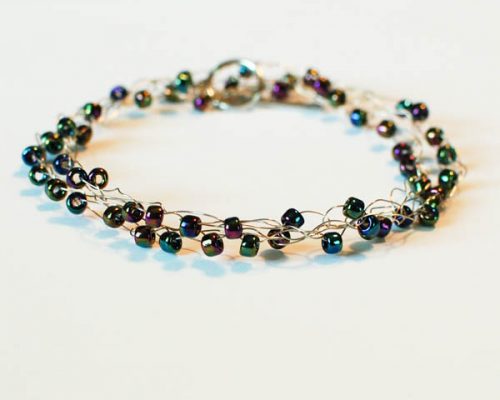 Boho-Chic Wire Wrapped Beaded Crochet Bracelet wire wrapped bracelet (5 of 5)
