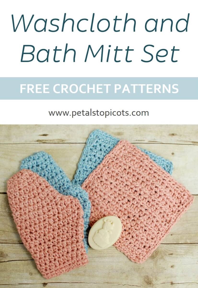 Crochet Washcloth and Bath Mitt Set ... Free Patterns