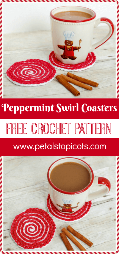 Peppermint Swirl Crochet Coasters Pattern