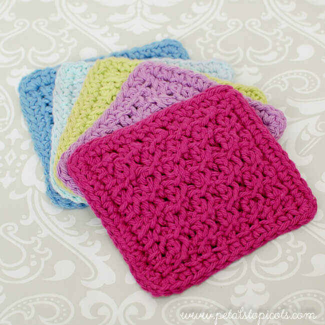 Tunisian Crochet Coaster Pattern | www.petalstopicots.com