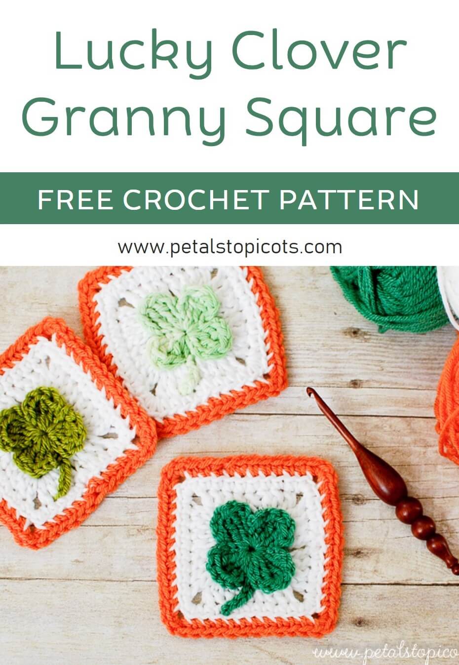 Crochet Clover Afghan Square Pattern - Granny Square