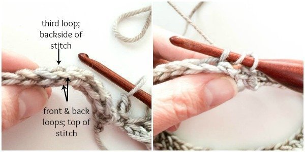 Half double crochet in third loop | www.petalstopicots.com