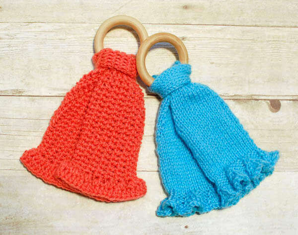 Teether Lovey Patterns ... Crochet and Knit Versions | www.petalstopicots.com | #crochet #knit