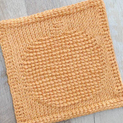 Tunisian Crochet Dishcloth - Pumkpin