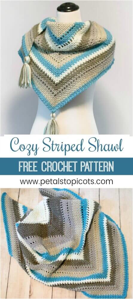 Cozy Striped Shawl Crochet Pattern