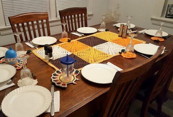 Crochet Granny Square Table Runner